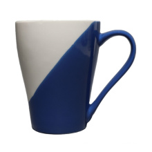 Colorful Custom Ceramic Half Glazed Mug With Red And Blue Color Glaze Ceramic Coffee Mug Cup